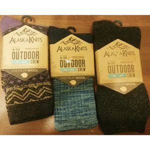 Alaska Knits Womens Crew Sock 3 Pair Wool sz 4-10